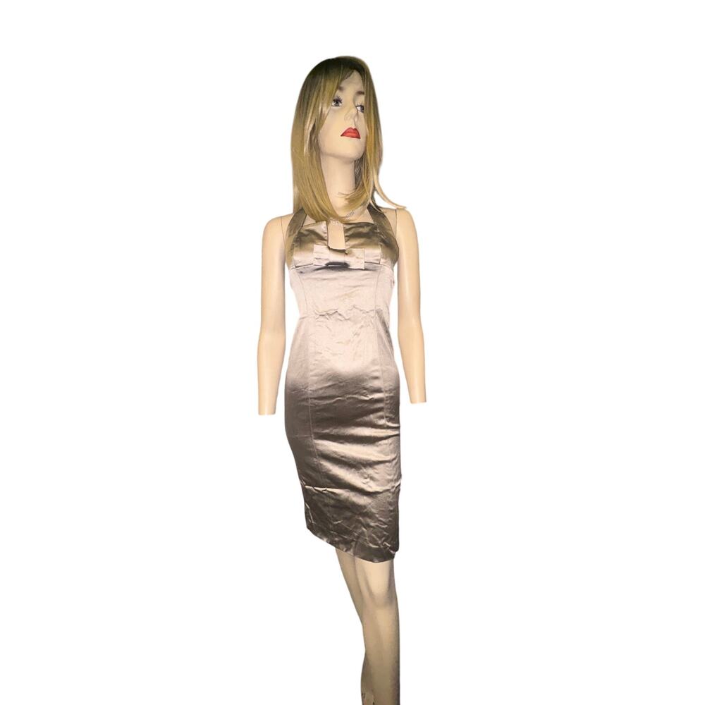 bebe silky cream women sheath dress Sz Xs